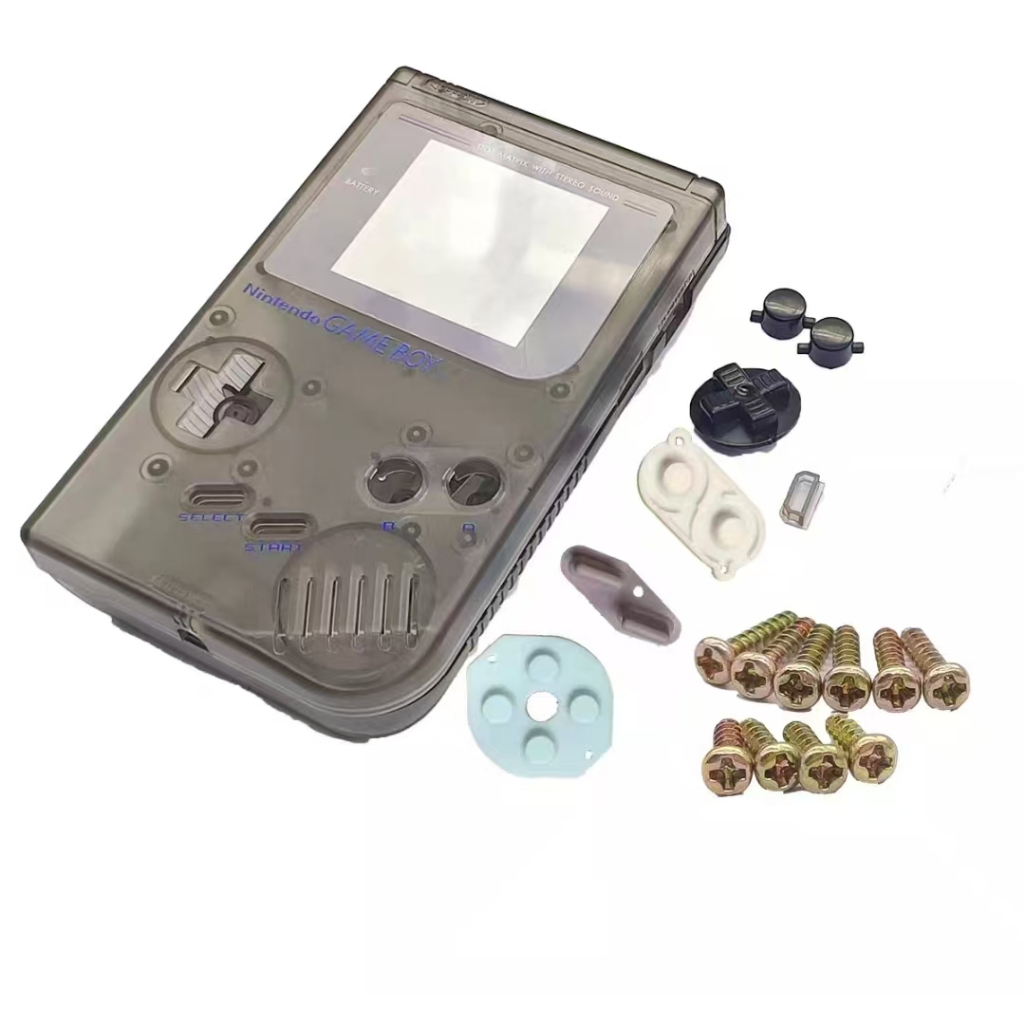 🔥臺灣出貨 免運🔥GB機殼 替換外殻 GAME BOY初代外殻 DMG遊戲機殻 GB換殼 透黑殼 鏡麵 按鍵 防塵塞