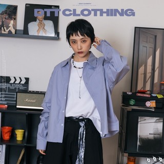 【DTT】LS02｜"Boxy LS Shirts" 短寬純棉長袖襯衫 淺藍 純棉 日系 長袖襯衫 短版襯衫 襯衫 寬鬆