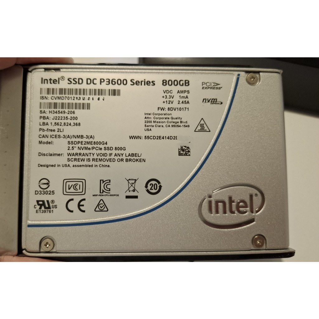 INTEL SSD DC P3600 800G 2.5" NVMe/PCIe SSD