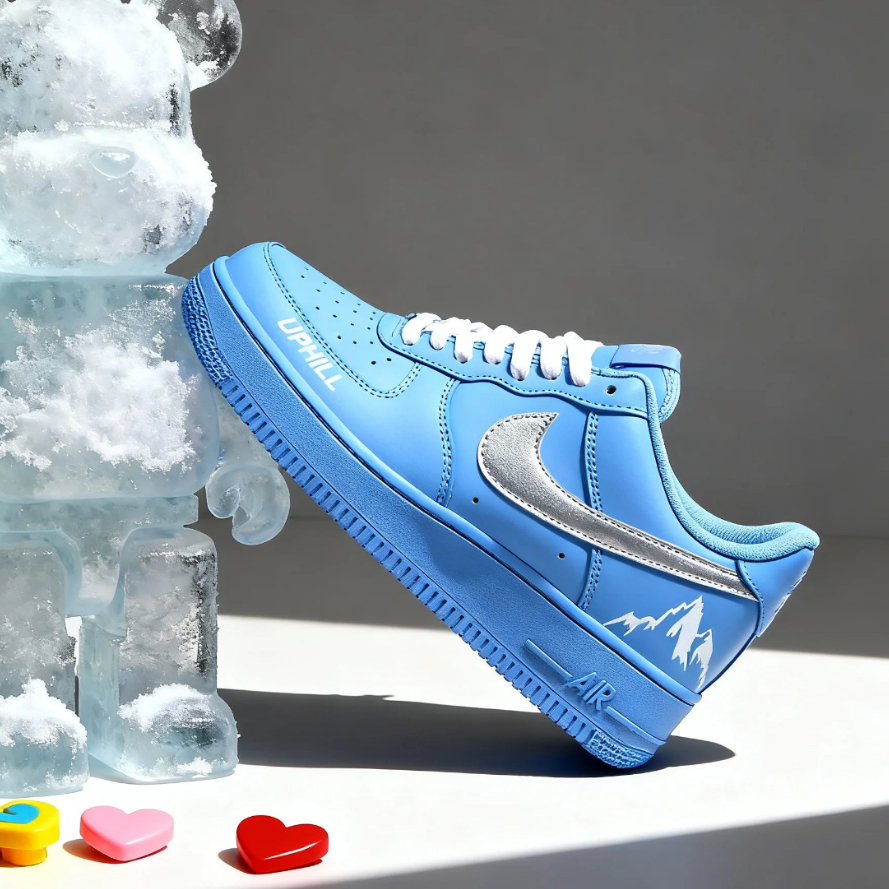 Nike Air Force 1 冰島藍調 禮盒CNY 復古小衆 板鞋 男女同款 設計師客製款 藍銀