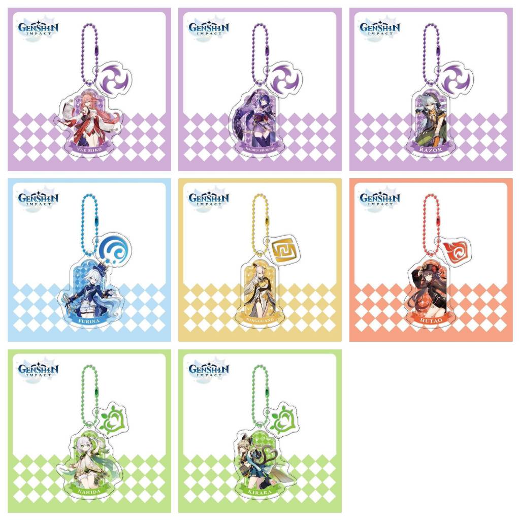 【現貨】原神 彩色珠鏈鑰匙扣 夾層雙面 高6cm 厚4mm 胡桃雷澤綺良良雷電將軍凝光八重神子納西妲芙寧娜熒刻晴派蒙魈
