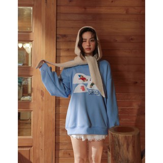 AIR SPACE LADY 【DINOTAENG】印花刺繡內刷毛大學TEE(藍/淺灰/深灰) 女裝 現貨