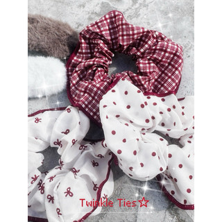 Twinkle Ties/髮圈/復古點點蝴蝶結小格紋大腸髮圈/甜美造型髮圈/大腸髮圈
