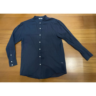 Uniqlo U系列 （女）深藍色立領長袖襯衫 S號