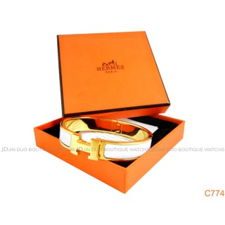金鐸精品~C774 HERMES 愛馬仕 CLic H窄版白色琺瑯手環