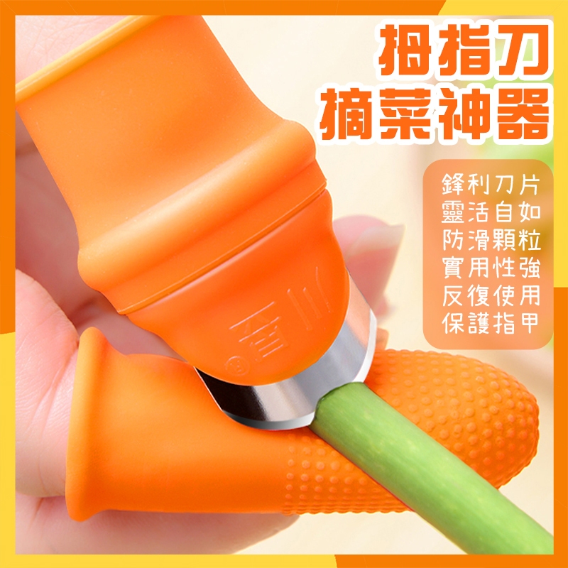 【現貨隔日達】多功能拇指刀 送5指套 摘菜護甲神器 剝蒜頭 摘菜拇指刀 採果實 拇指刀 鐵指甲 手指刀 摘菜指甲 指刀