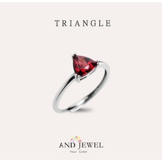[安珠] 石榴石 紅色 三角 6mm 戒指 經典系列 Triangle 寶石銀飾 AND JEWEL