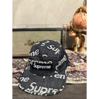Supreme 25FW Jacquard Logos Denim Camp Cap 滿版Logo 老帽 帽子 藍色