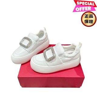 Roger Vivier 女款 Viv' Up 水鑽方扣納帕皮革樂福鞋 增高5公分 白色 EU35-38