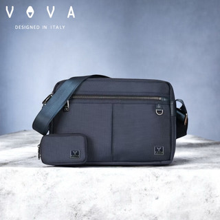 【寧寧精品】台中30年皮件店 VOVA 沃汎 黑色藍色高品質防潑水布橫式斜側背包 VA128-S03-BL 男背包區