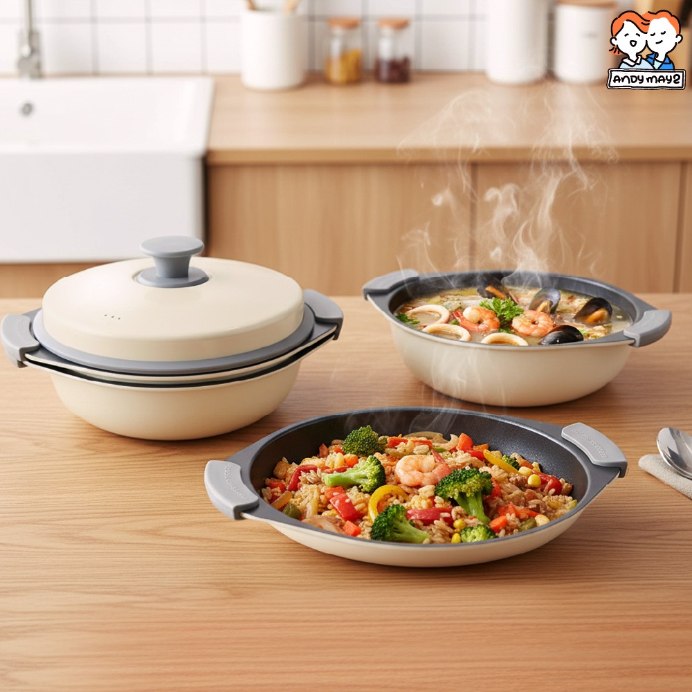 【台灣出貨】✴韓匠微波專用快速料理鍋 加大鍋 ✴ 煎烤神器 料理盒 萬用微波盒 炊具 微波爐專用餐盒 不沾鍋 湯鍋 煎鍋