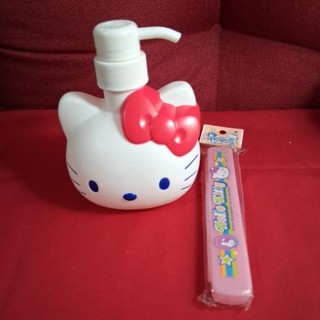 稀少喔～ 一組價早期 2009年 日本帶回 hello kitty洗髮精 沐浴乳 分裝瓶 筷子盒 公仔造型 絕版珍藏