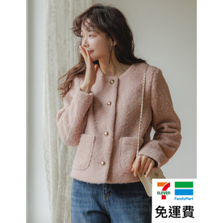 DREAM COLOR KR 一件免運 韓國代購 正韓女裝 簡約俐落線條點綴金扣花呢外套 0105