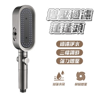 【Hao Teng】淋浴蓮蓬頭 加壓蓮蓬頭 增壓花灑 綿密霧化 浴室 出水三擋 一鍵止水 過濾水質除垢除氯 送3濾芯