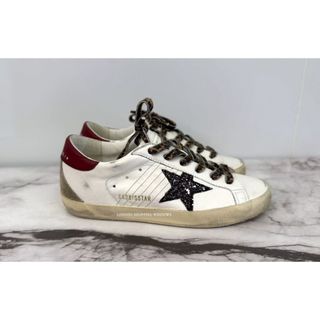 全新 義大利品牌 Golden Goose 羊毛內襯 Super-Star 運動鞋 白 紅色 髒髒鞋~*倫敦櫥窗*~