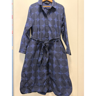 Uniqlo x Marimekko 聯名系列 大圓點綁帶長版襯衫式洋裝 S號 （二手)