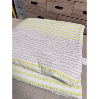 日本🇯🇵MUJI 無印良品 凹凸織床包 雙人Q 綠白直條紋