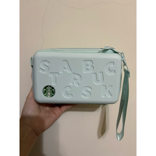 星巴克 薄荷綠 硬殼收納包 隨行包 小方包 化妝包 洗漱包 斜背包 側背包 行李箱 收納 旅行 星巴克周邊