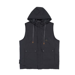 KANGOL 背心 黑 多口袋 科技保暖 連帽背心 中性 6555148320