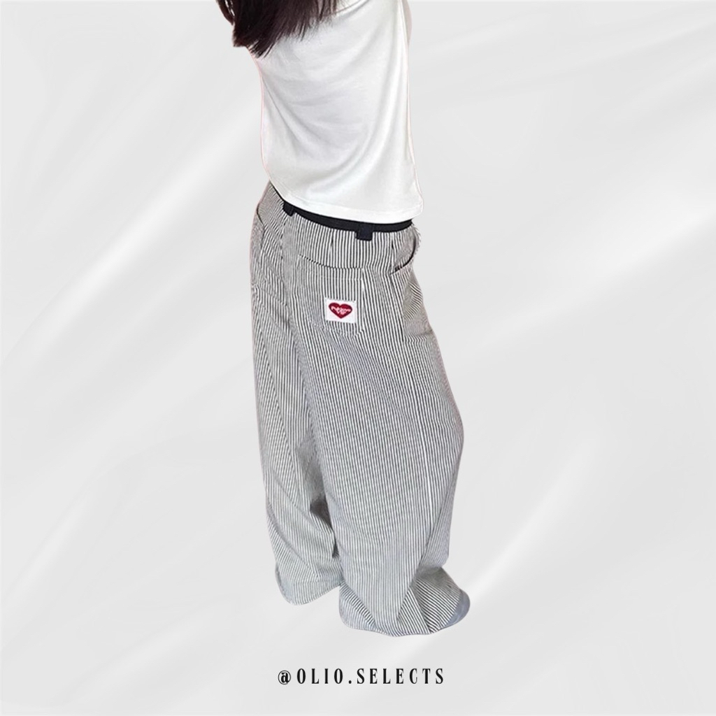 oilo.selects/直條紋寬褲（黑條紋）