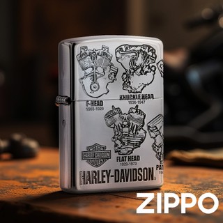 ZIPPO HARLEY-DAVIDSON聯名 雙面蝕刻技術 哈雷機車 引擎 防風打火機 煤油打火機 ZA-6-O18