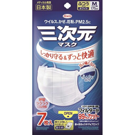 【舞鶴馬什貨店】日本代購 現貨 興和三次元口罩 7枚  M size 日本製 安心的品質PEF VFE BFE