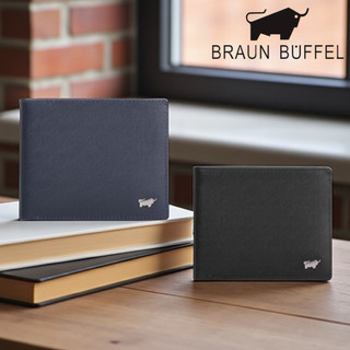 *【寧寧精品】台中35年老店 BRAUN BUFFEL德國小金牛紳士系列牛皮壓釦零錢袋短夾BF306-315-1 男短夾