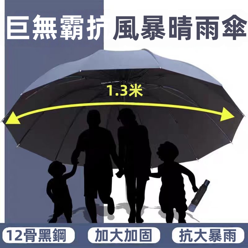 【130CM超大】加厚雨傘 抗風暴晴雨傘 遮陽傘 加大加固加厚太陽傘 晴雨兩用傘 大雨傘 自動傘 摺疊傘 結實抗風