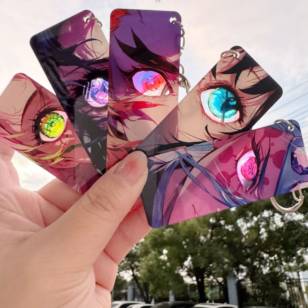 [台灣現貨]新款鬼滅之刃壓克力透卡眼睛鑰匙扣 卡通 鑰匙扣 鬼滅之刃掛件 週邊 漫展禮品 時透 炭次郎 禰豆子 [快速出