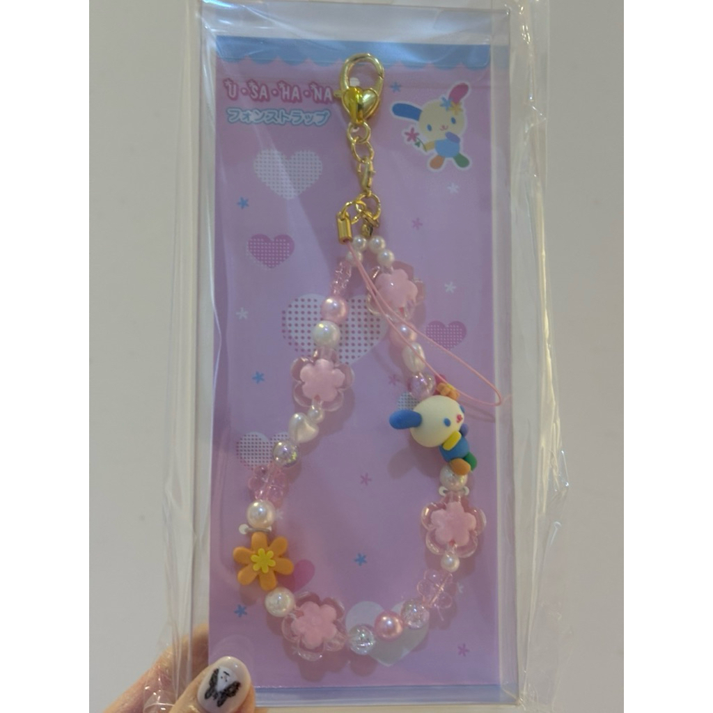 （現）日本正版三麗鷗Sanrio花小兔Usahana米花兔週年紀念生日系列手機吊飾珠鏈吊飾鑰匙圈掛飾