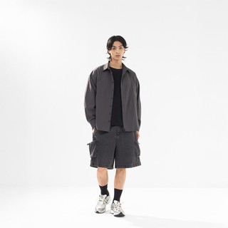 QUEENSHOP F 男裝 素面剪接設計長袖襯衫-深灰 S-XL 現+預 【01025695】