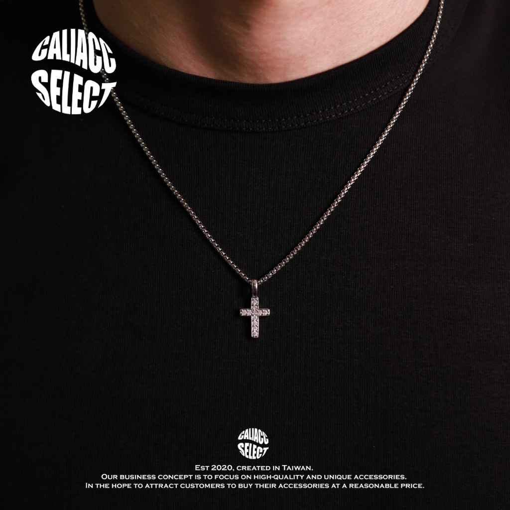 【CALI】 隔日到貨! ASAP ROCKY迷你滿鑽 十字架吊墜 馬思唯同款 嘻哈 鑲鑽項鍊 男女款 復古 百搭 基礎