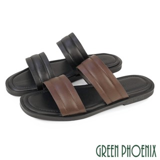 【GREEN PHOENIX 波兒德】男鞋 拖鞋 平底拖鞋 真皮 牛皮 吸震減壓T12-10101