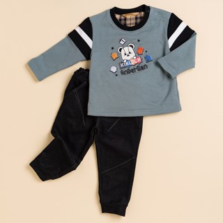 金安德森童裝/男童套裝 小熊長袖套裝 週歲套裝 刷毛長袖 秋冬套裝 長袖套裝 臺灣製 22102
