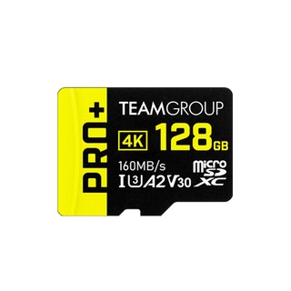 十銓TEAM-PRO+ Micro SDXC UHS-I U3 A2 V30 黑黃 記憶卡 【128 GB】