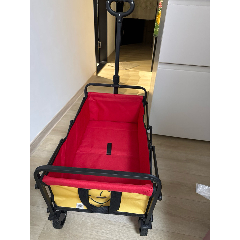 二手 商品狀況佳 折疊手推車 維尼造型戶外手拉車50L手拉車 露營 購物 拖車