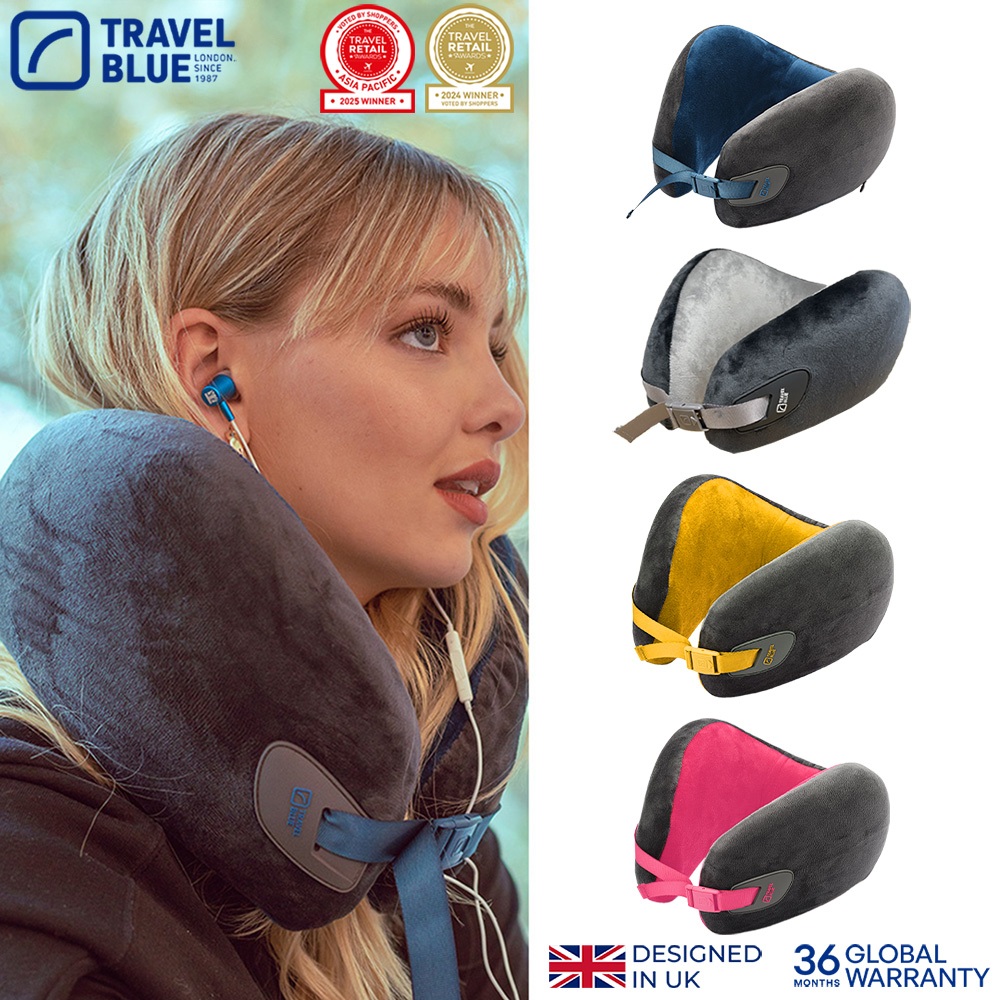 【Travel Blue 藍旅】 豪華舒適頸枕 舒適服貼 頭等艙等級 U型枕 記憶棉頸枕 追劇 車用靠枕 (3色可挑)