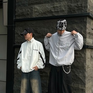 【BRAVO】韓國情侶拼接刺繡風衣外套 情侶款 男女皆可 運動風 風衣外套 情侶外套 刺繡外套