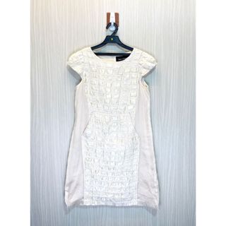 TAN&LUCIANA 米白方格紋路拼接短袖洋裝 商品號 (251011132