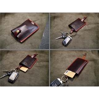 KH手工皮革工作室 MIT卡片夾層牛皮拉帶鑰匙包 鑰匙收納包 信用卡證件卡片鎖包 晶片感應卡 房門卡牛皮鑰匙皮套 可燙字