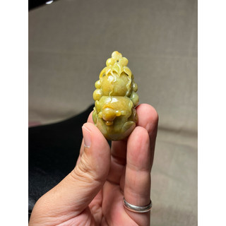 早期老料黃翡綠翠雙彩翡翠玉葫蘆吊墜 厚料立體雕刻 福祿雙全寓意 收藏級翡翠