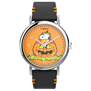 【TIMEX】天美時 x Peanuts Weekender 40 毫米 萬聖節南瓜 皮革腕錶 TXTW2Y12300
