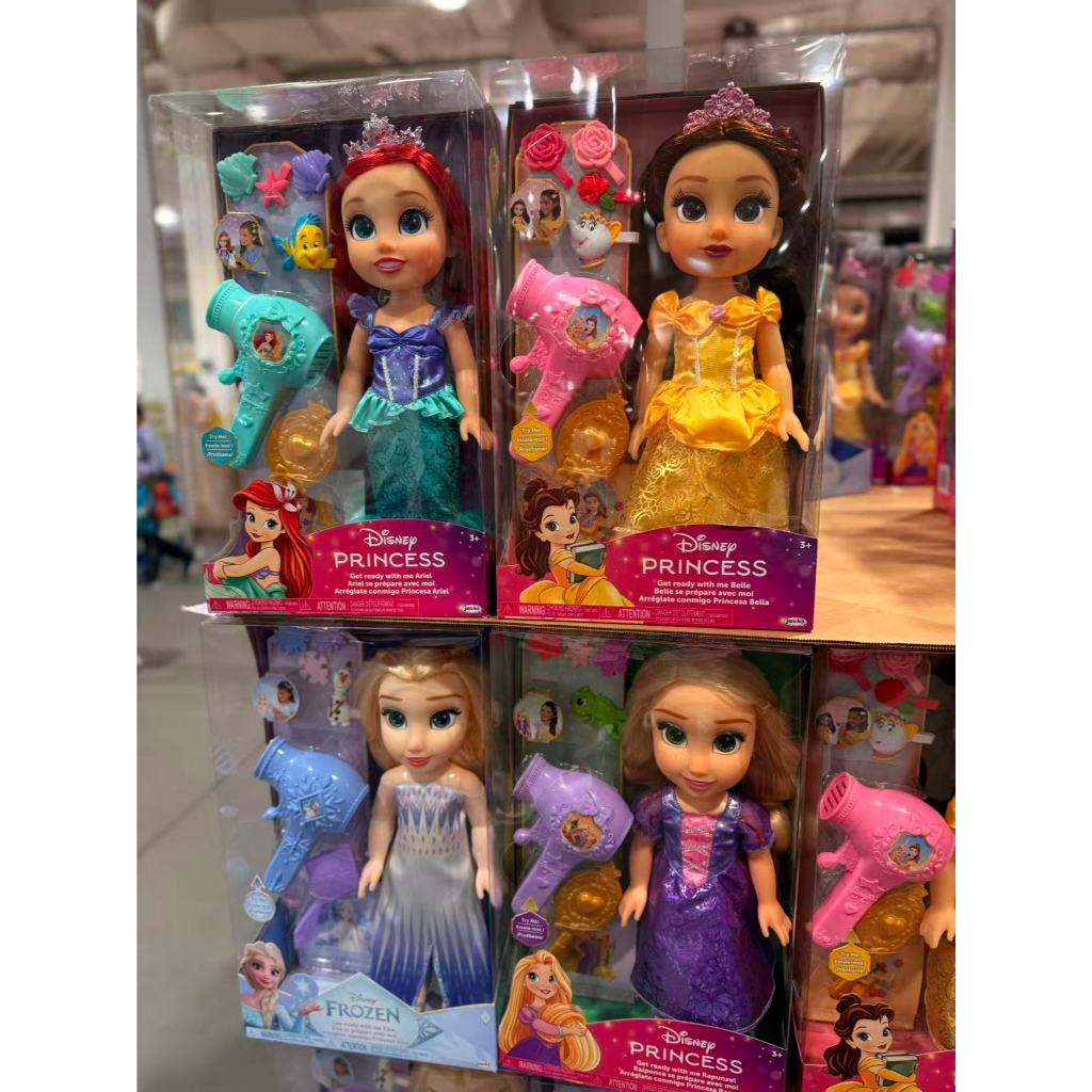 迪士尼Disney Q版公主 / 3歲以上/艾莎/小美人魚/長髮/貝兒/玩偶/扮演遊戲/好市多商品
