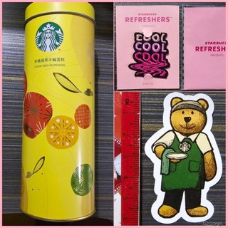 ☆正版星巴克 Starbucks 電繡布章 小熊貼紙 蛋糕鐵桶