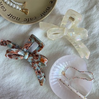 【Honeymin韓國飾品】CREATION FRANCE 厚蝴蝶結鯊魚夾｜ 暈染色 鯊魚夾 天然樹酯