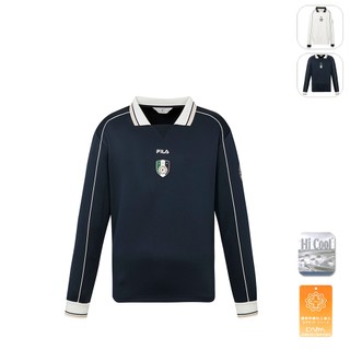 【FILA】男性 吸濕排汗 長袖POLO衫-丈青 1TEY-5725-NV