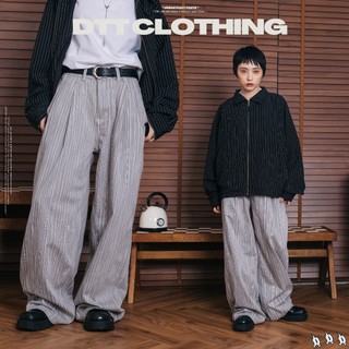 【DTT】UP02 | "Urban Pleat Pants" 城市打摺細條紋長褲 霧石灰 直筒褲 長褲 寬褲 長褲男