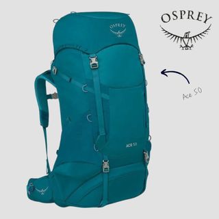 【Osprey 美國】新改款 Ace 50 多功能登山背包 兒童-青少年 藍色刺蘚｜專門為8-14歲小朋友設計的健行包款