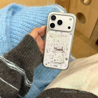 可愛小貓咪 線條 卡通 適用iPhone17 16 15 14 13 Pro Max 手機殼 全包防摔殼