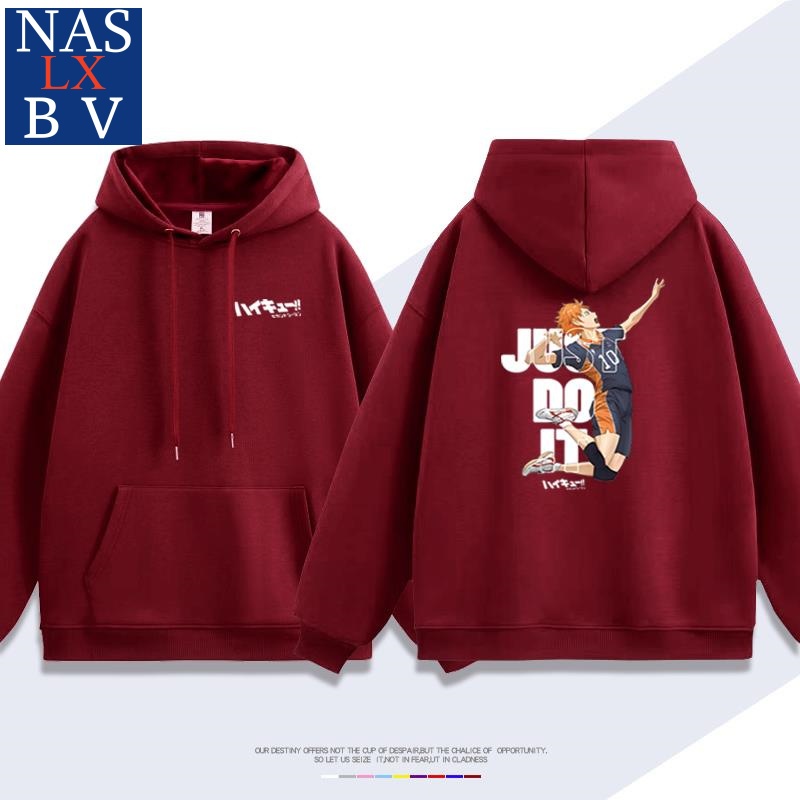 台灣爆款🔥重磅加絨🔥男女日向翔陽排球少年衣服烏野高中西谷夕美式上衣美式大學t重磅帽t韓系上衣周邊刷毛帽t月島螢联名寬鬆